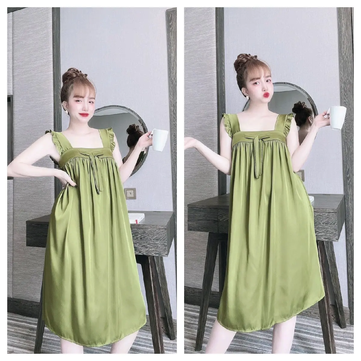 40-70kg Đầm cánh tiên có kèm quần, chất liệu lụa latin
