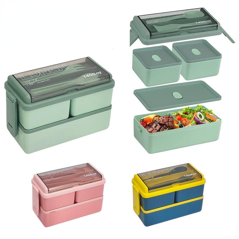 [Pisuz Way] Kitchen 1400ml Microwave Lunch Box Separate Dinnerware Food Storage Container Children Kids School Office Portable Bento Box Tableware 3