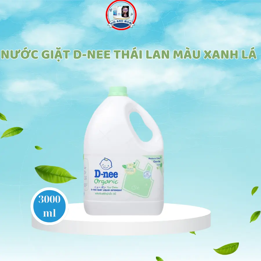 Nước giặt quần áo Dnee Thái Lan 3000ml cho bé -Công ty Đại Thịnh (màu XANH LÁ) nuoc  giat