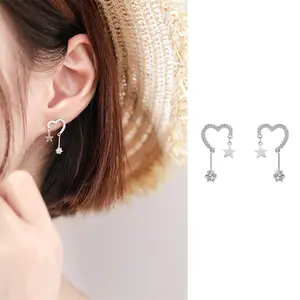 Liui   Anting-anting Perak 925 Anting-anting Berhias Bintang Gadis Pinggiran Cinta Indah Desain Ceruk Mewah