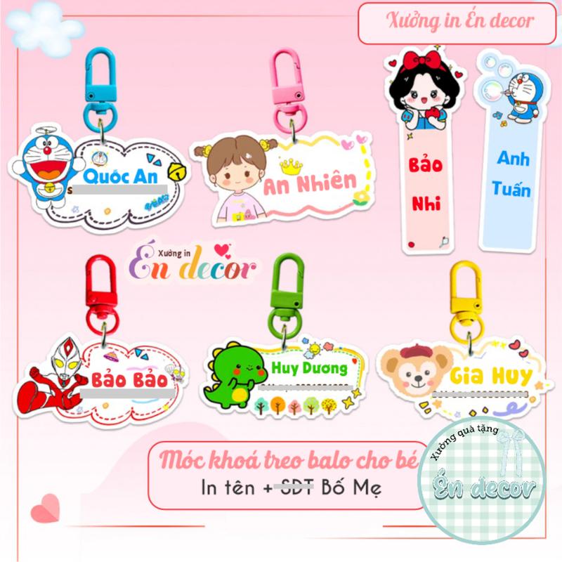 Móc khóa treo BALO IN TÊN BÉ VÀ SỐ BỐ MẸ theo yêu cầu cực dễ thương cho bé -DLS
