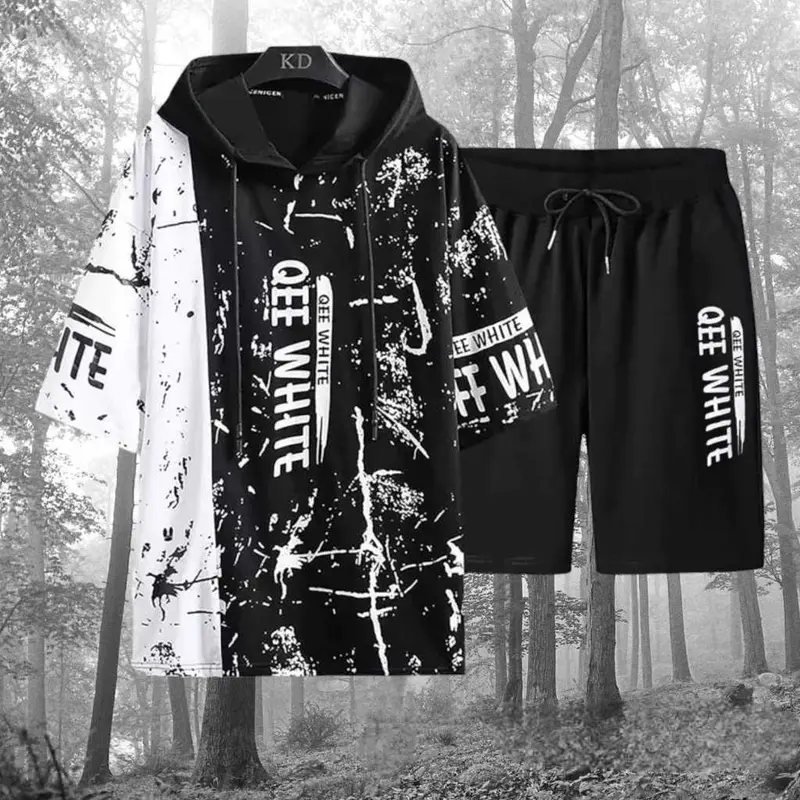 satu set style outfit Cowok EEQ Atasan Sweater/Kaos dan Celana pendek Kekinian -  Unisex Wanita 7