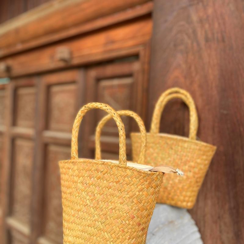 Túi cói quai xách có khoá kéo Trơn