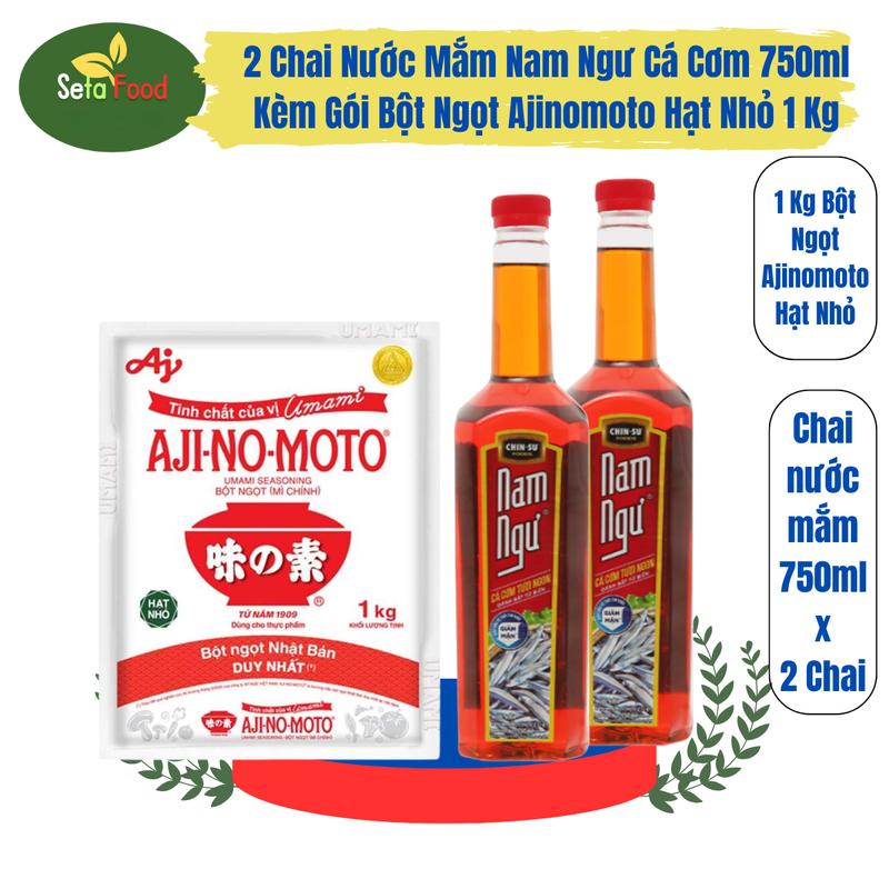 2 Chai Nước Mắm Nam Ngư Cá Cơm 750 ml Kèm Gói Bột Ngọt Ajinomoto Hạt Nhỏ 1 Kg Gia Vị Nước Sốt Chua chai di tâm nước tương nuoc mam