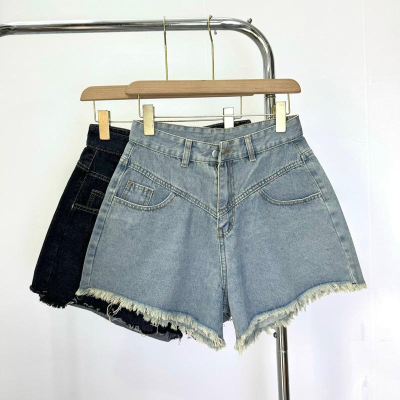 Quần đùi jean bigsize , dáng quần ống rộng lưng cao dành cho nữ chubby (50-90kg) j5