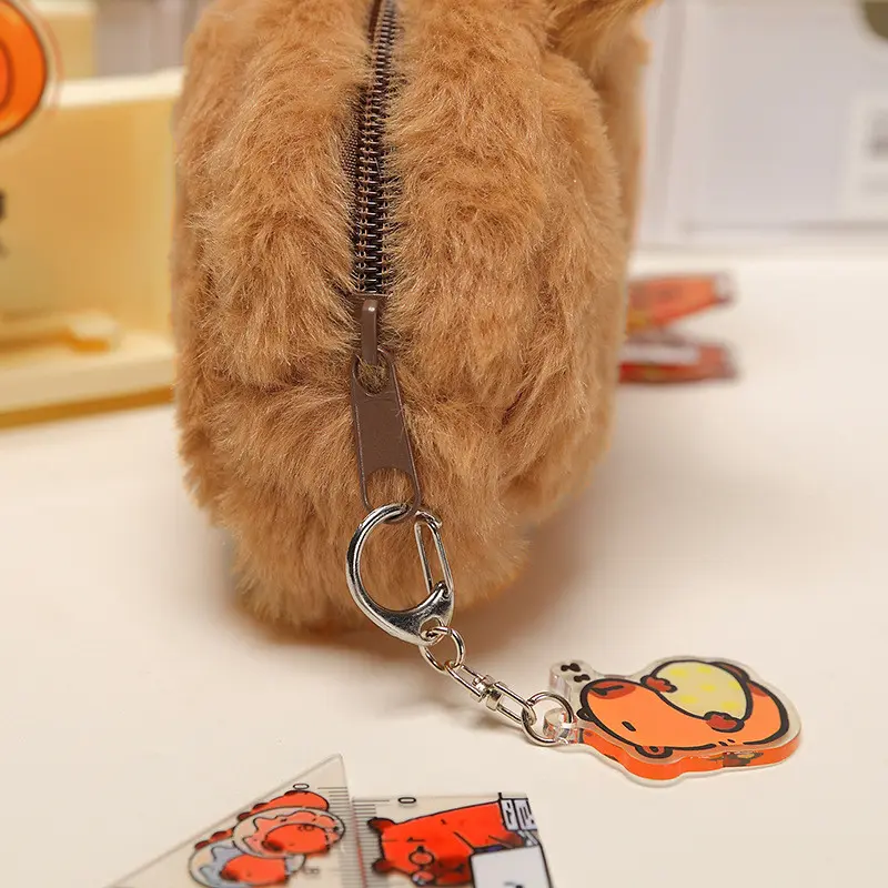 Kotak Pensil Bulu Lucu Capybara/ Pouch /Tempat Makeup /Aesthetic /Korea Boneka /Fashion / Karakter / 4