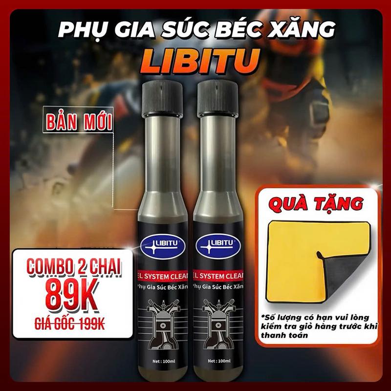 [ TẶNG KHĂN ] Bộ Combo 2 Chai Súc Béc Xăng Libitu Bảo Dưỡng Động Cơ Xe Máy