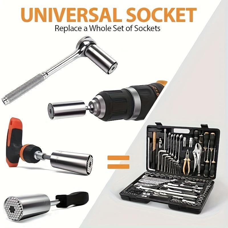 7-19mm Hexagonal Universal Socket Wrench, Power Drill & Ratchet Wrench Adapter, Durable & Compact Wrench Repair Kit for All DIY Tasks, Hardware Torque 3