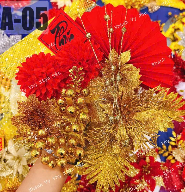 ( Đĩa sz 24cm) Set phụ kiện mix sẵn trang trí tháp bánh, tháp nước, giỏ quà tết, phụ kiện Tết CaMi