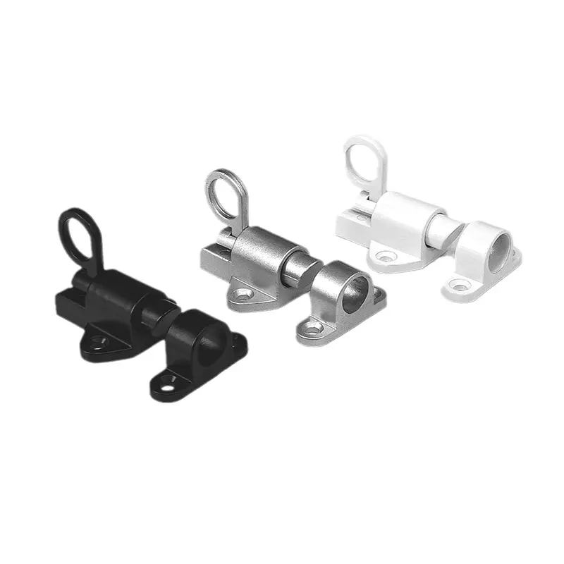 Aluminum Alloy Black/Gray/white Window Gate Security Pull Ring Spring Bounce Door Bolt Automatic Latch Lock Black Grey Window