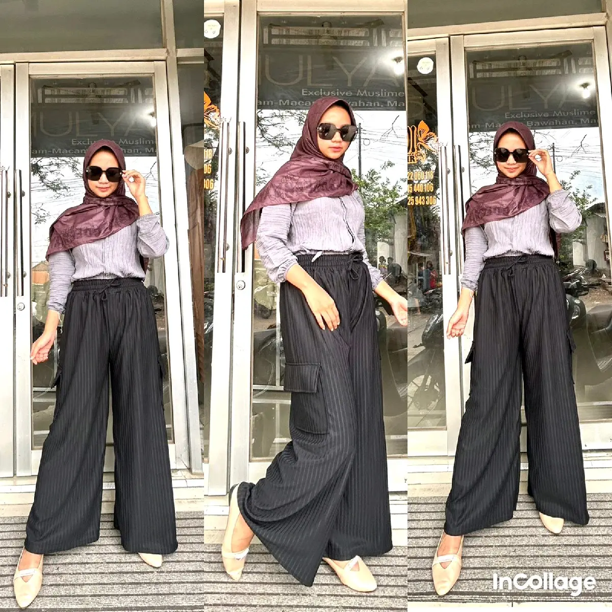 Kulot Cargo Knit Jumbo Premium/Celana Kulot Cargo Dewasa Jumbo Wanita Panjang Hitam
