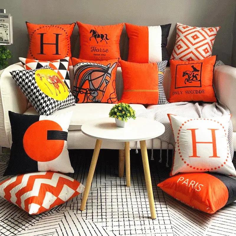 Vỏ Gối Kê, Phong Cách Bắc Âu, Màu Cam, Vỏ Gối Sofa, Vỏ Gối Ô Tô, Không Bao Gồm Vỏ Gối