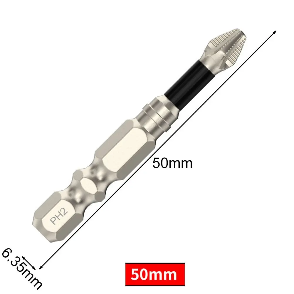 Mũi tuốc nơ vít từ tính chữ thập, 1 cái, Vật liệu thép hợp kim, Chống trượt, Dài, Thích hợp cho mũi khoan PH2