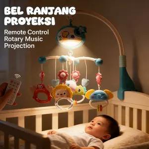 Mainan Bayi Edukasi & Musik: Lonceng Tempat Tidur RC, Teether Kepiting 3D, Mainan Gantung Kasur 30cm, Tidur Nyenyak & Stimulasi Sensorik untuk Bayi