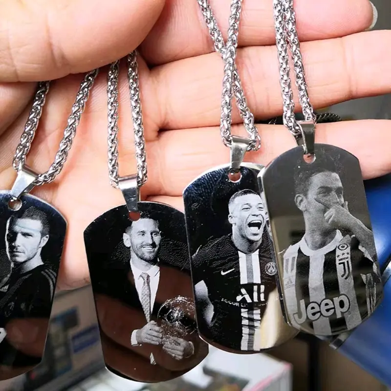 (A)Kalung persegi panjang hitam putih buatan pribada Ulang tahun Pelapisan Logam 4