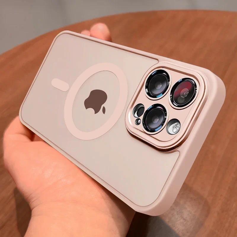 Product Introduction of Magnetic Luxury Matte Translucent Armor Shockproof Case For iPhone 15 14 13 12 11 16 Pro Max Plus Magsafe Wireless Charge Cover 16