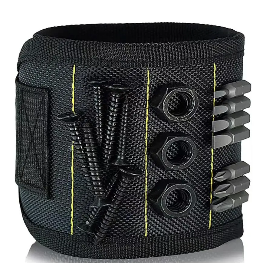 Magnetic Wristband, 1 Count Multifunctional Tool Organizer, Tool Storage Bag with 15 Built-in Magnets, Suitable for Screws, Nails and Drills