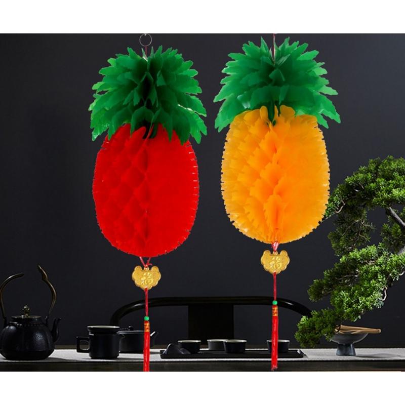 Product Introduction of 3D Oil-plastic Paper Lanterns Oval Pineapple Lanterns Spring Festival Hawaii Theme Party Decoration Wedding Garland Paper Lantern Ball Christmas Tree Hanging Lantern 22