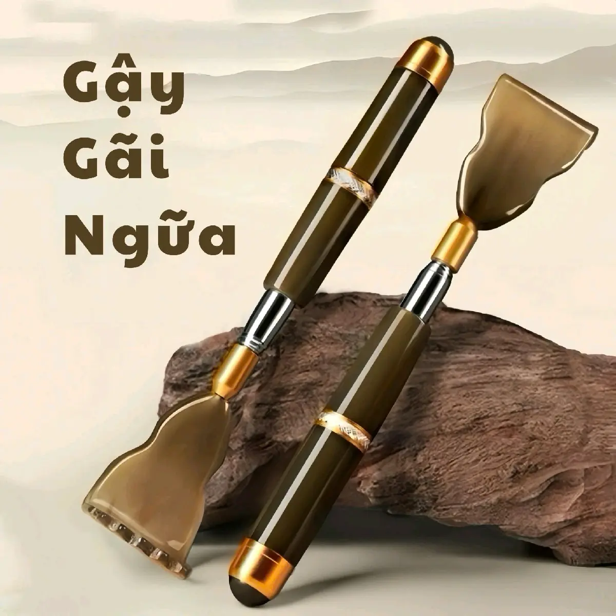Gậy Gãi Ngứa Cao Cấp Thép Mangan Chống Rỉ, Rút Gọn Kéo Dài 5 Mức,Kèm Đầu Lăn Từ Tĩnh