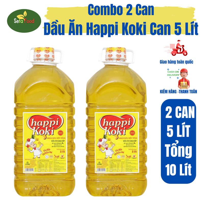 2 can Dầu ăn happi koki mỗi can 5 lít  tổng 10 lít sản phẩm được ưa chuộng