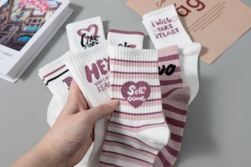 Product Introduction of Pink Socks Mid-Calf Autumn and Winter Ins Tide Versatile Mori Cotton Online Celebrity College Style Cute Sport Long Socks 5