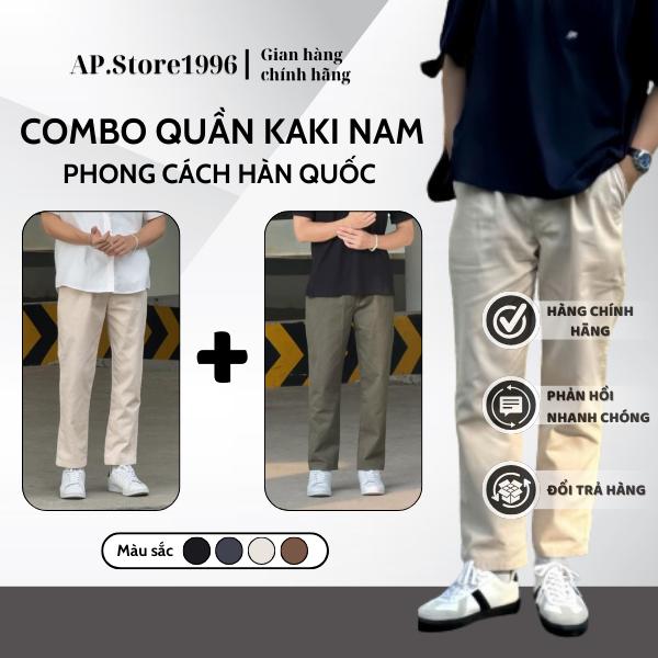 [ COMBO 2 QUẦN KAKI Form Suông ] Nam Nữ Cạp Chun Chất Liệu Kaki Mềm Mịn Mặc Thoáng Ống Rộng Lưng Cao AP.Store1996 Mensear Pants - Oem, Menswear Ong