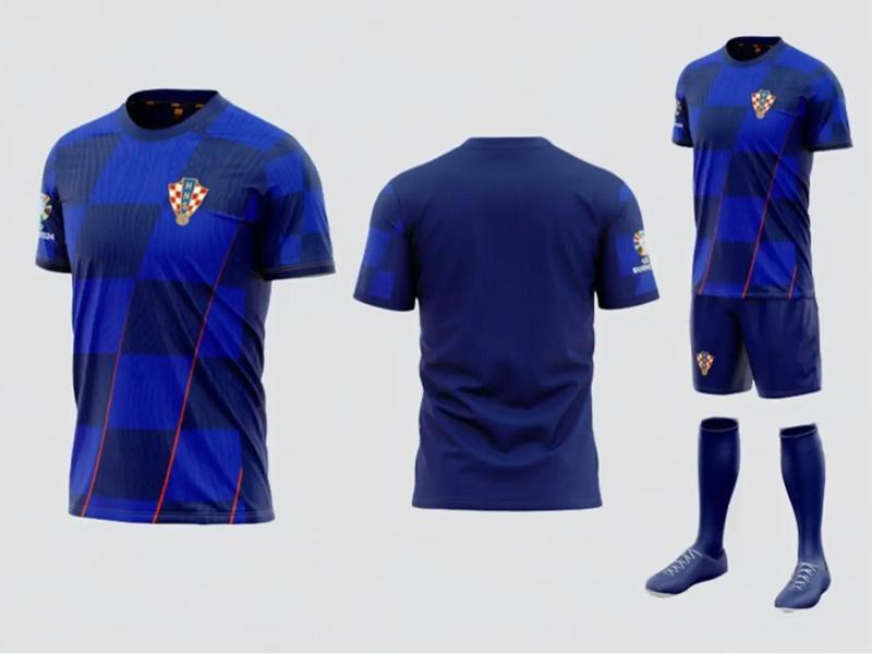 Bộ quần áo bóng đá Croatia - vải mè cao cấp, logo thêu. in tên số theo yêu cầu 1
