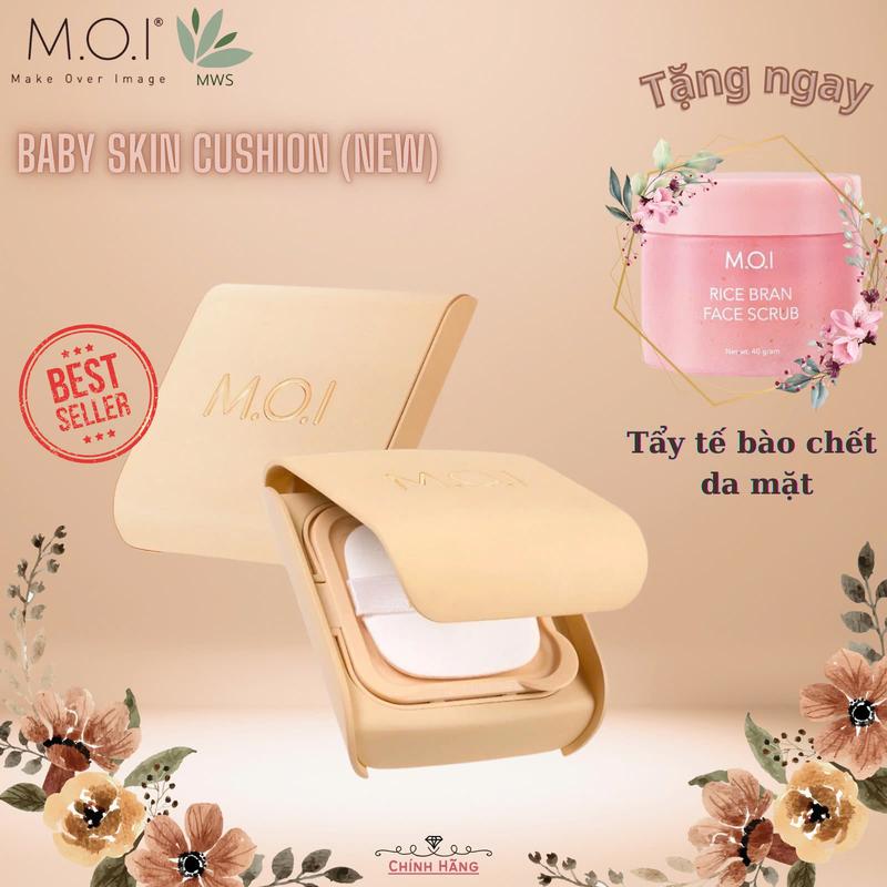 Phấn Nước Baby Skin Cushion MOI Cosmetics, Chỉ số chống nắng SPF 50 PA +++, kiềm dầu,  Nữ Whitening Hồ Ngọc Hà [12g] Trang Điểm phannuoc