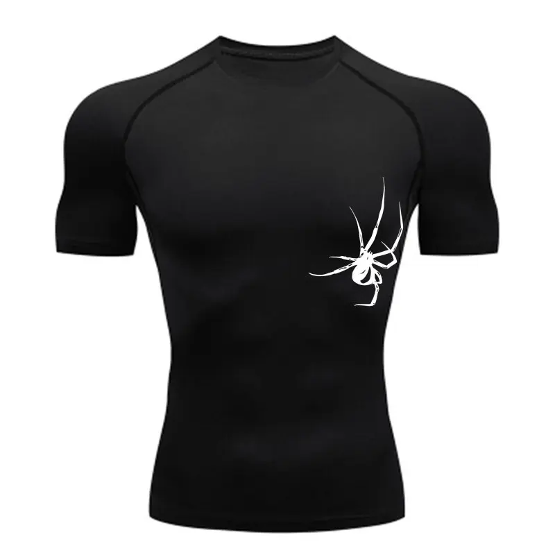 Sports Top Quick-Drying Clothes Sports T-Shirt Running Base Layer Gym Training Men Breathable Perspiration Stretchy Spider