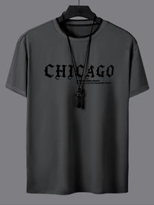 Men's Letter Print Round Neck Tee, Regular Fit Casual Short Sleeve Crew Neck T-shirt for Summer, Fashion Men's Top for Daily Wear, Clothing