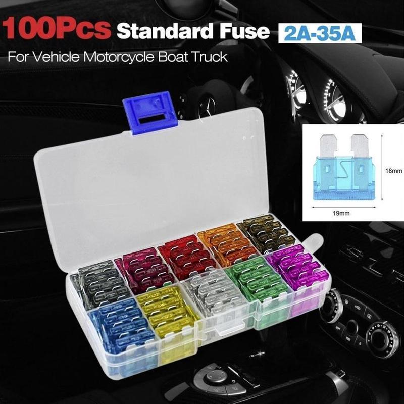 Product Introduction of 100PCS Standard Fuse For Vehice Motorcycle Boat Truck 2A-35A Car Insurance Tablets Car Fuse A2H8 49