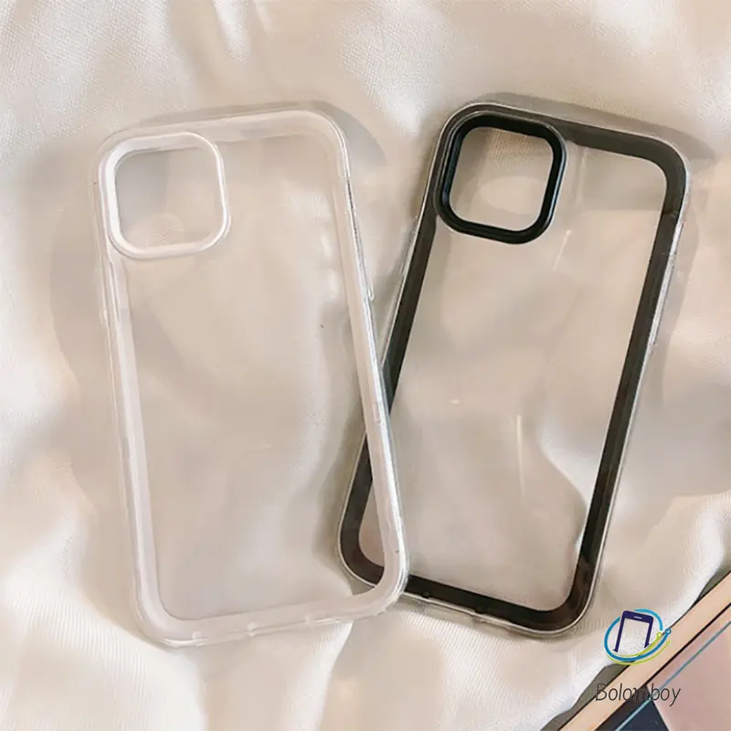 Ốp Điện Thoại Trong Suốt TPU Khung Đơn Giản Màu Macaroon, Thiết Kế 3 Trong 1, Tương Thích Với iPhone 11, 12, 13, 14, Pro Max, Mini, 6, 7, 8 Plus, X, XS Max, XR, SE, Chống Sốc Và Chống Thấm Nước, Ốp Lưng Điện Thoại Trong Suốt 5