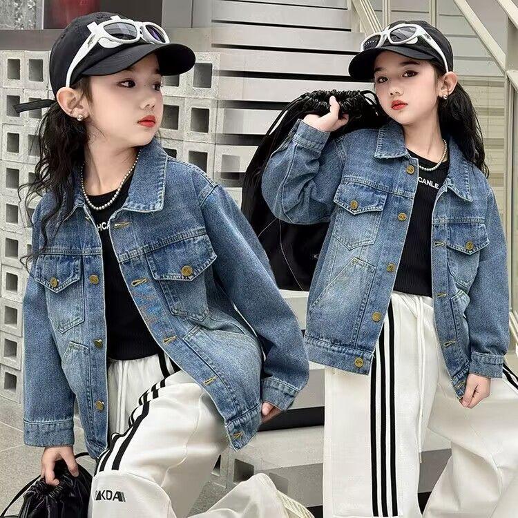 Áo Khoác Jean Cho Bé Gái, Thời Trang Mới Mùa Xuân Và Mùa Thu 2024, Quần Áo Mùa Thu, Áo Trẻ Em Thời Trang, Thích Hợp Cho Trẻ Em Trung Bình Và Lớn, Người Nổi Tiếng Trên Internet, Thời Trang 0