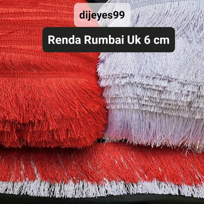 Renda Rumbai Lebar 6 cm Harga per ROLL - Rumbai Halus / Rumbai Mewah Mengkilap / Renda Rumbai sisir / Tassel Lace / Rumbai Kostum / Rumbai Gaun / Renda Sajadah / Tassel rumbai dekorasi / Renda 3