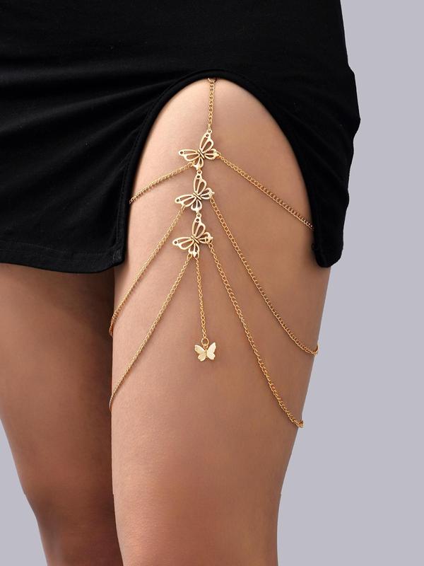 Women's Elegant Butterfly Decor Layered Thigh Chain for Women & Girls, Fashion Trendy All-match & Exquisite Jewelry for Gift for Party, Daily Decor 4