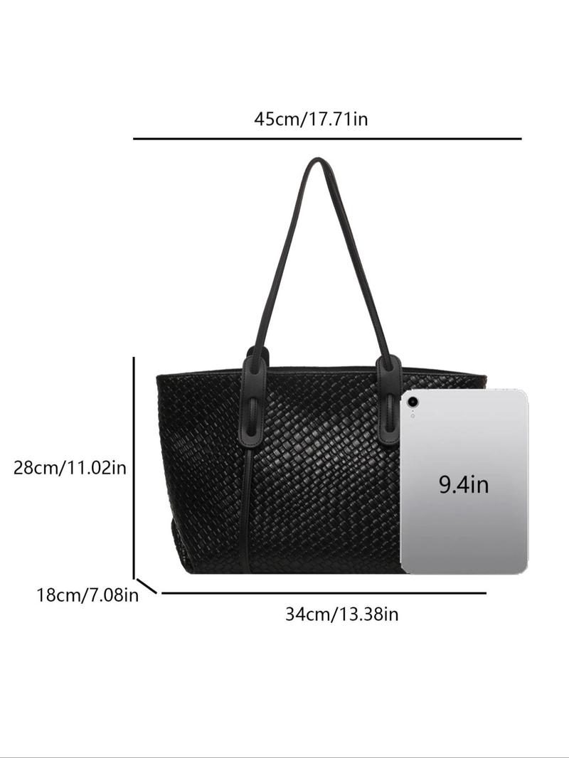 Product Introduction of Women's Fashionable Plain Color Tote Bag, 2025 New Style Casual Versatile Large Capacity Shoulder Bag for Daily Used, Trendy High-quality Daily Commuting Bag 1