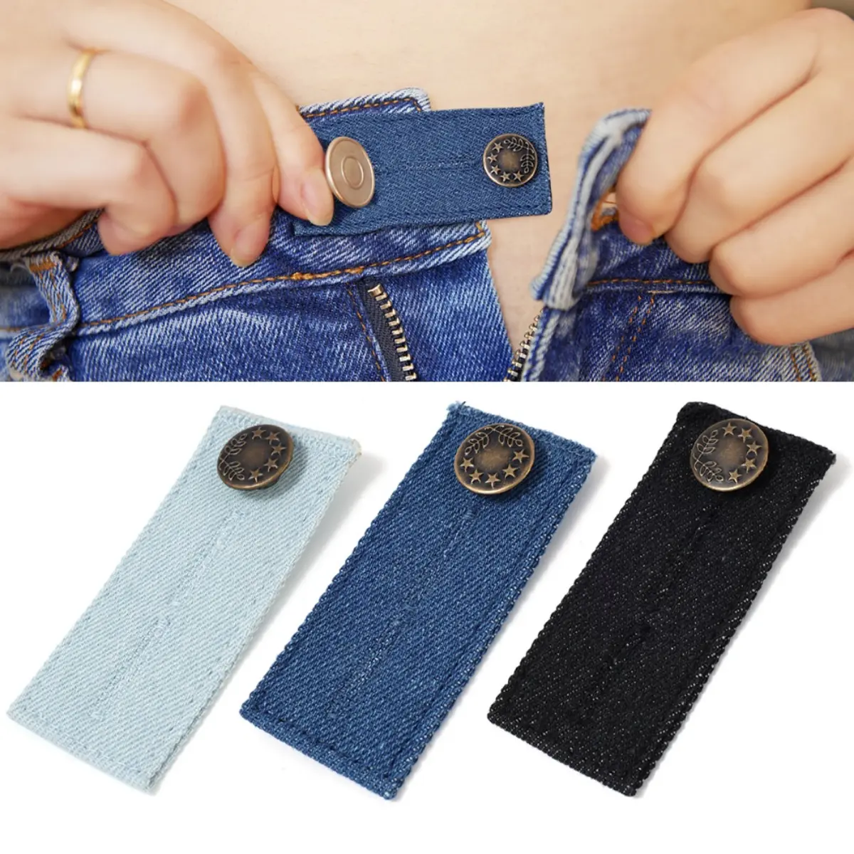 1Pc Unisex Jeans Waist Extension Buckle Pant Extender Button Belt Adjustable Elastic Buckle Sewing Accessories