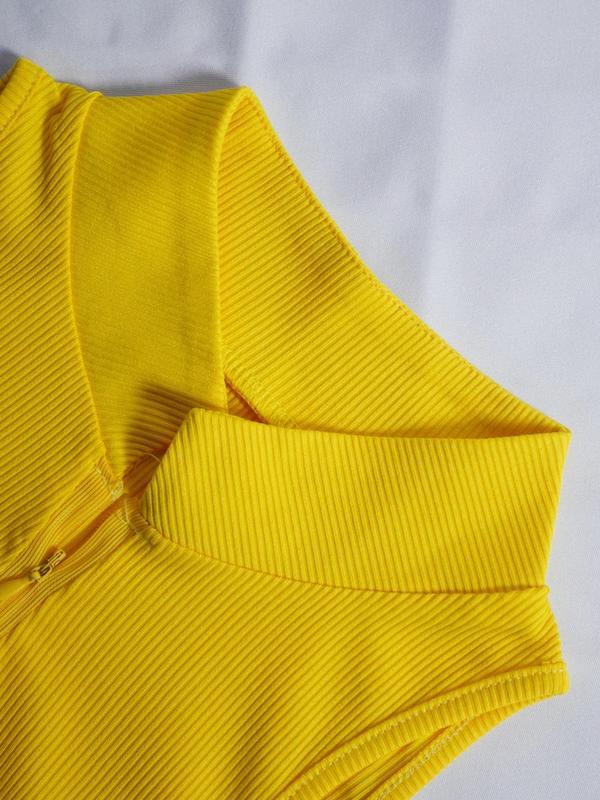 Women's Solid Color Half Placket Zipper Mock Neck Ribbed Crop Tank Top, Casual Sleeveless Cropped Top for Summer, Summer Clothes, Going Out Top, Streetwear, Ladies Clothing for Daily Wear 2