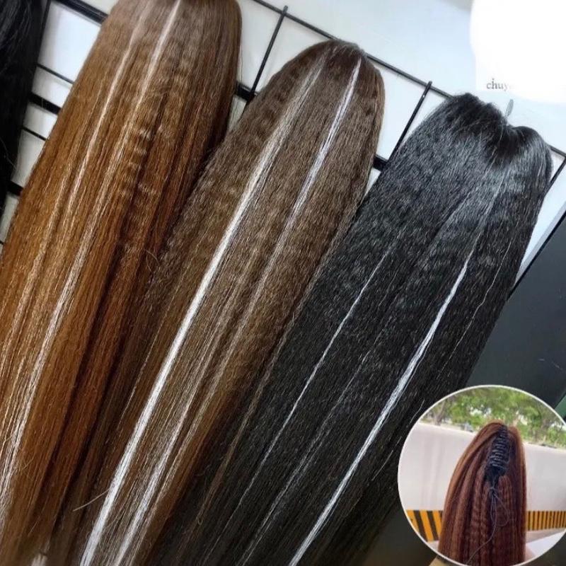 Kẹp ngoặm thẳng light trắng bấm phòng tóc giả nữ Wig