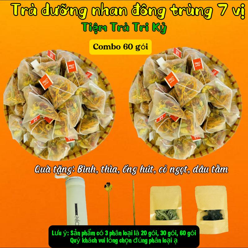 Trà dưỡng nhan đông trùng 7 vị - Tiệm Trà Tri Kỷ - Thành Phần: Nấm đông trùng hạ thảo táo đỏ kỷ tử nụ hồng hoa nhài hoa cúc cỏ ngọt Nước Trà Chè Tea Chua Sen Hoa Sen