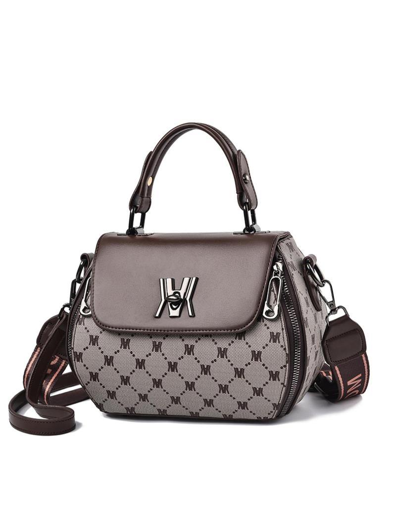 Product Introduction of Summer 2025 Fashion Letter Pattern PU Handbags for Women, Retro Geometric Label Decor Shoulder Bags, Everyday Bags, Dainty Gift for Your Love, Gifts for Girlfriend 8