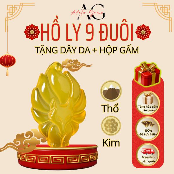 Vòng Cổ , Dây Chuyền ,Trang Sức Mặt Đá Phong Thủy Hồ Ly Chúa VÀNG Tặng Kèm Dây + Hộp Gấm  ADELA GEMS