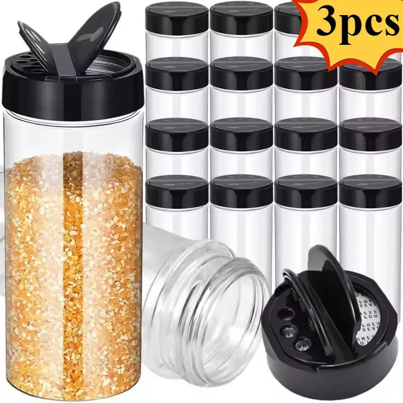 3/2PCS Clear Spices Bottle Salt Pepper Shakers Plastic Barbecue Seasoning Jars Condiment Box Home Kitchen Spice Storage Can