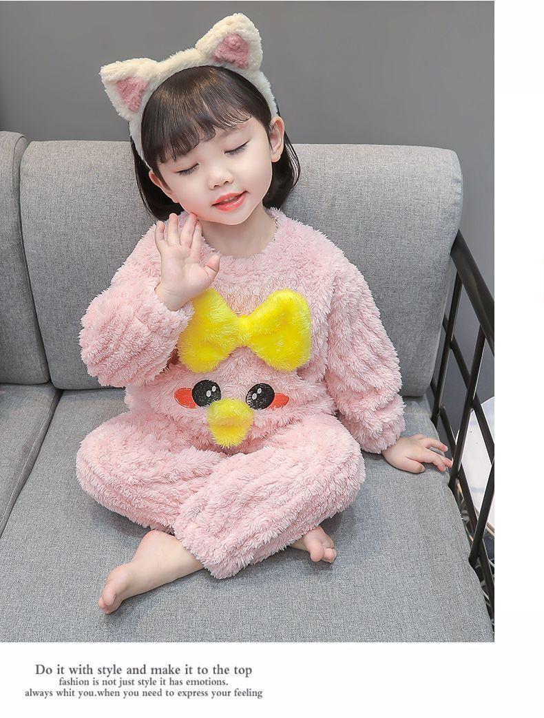 Product Introduction of Bộ Đồ Ngủ Trẻ Em, Dày Dặn Cho Mùa Thu Và Mùa Đông, Làm Bằng vải nỉ Cho Bé Gái, Thiết Kế Hoạt Hình Dễ Thương, Được Làm Bằng Lông Cừu San Hô Cho Bé Gái, Bộ Đồ Mặc Nhà 8