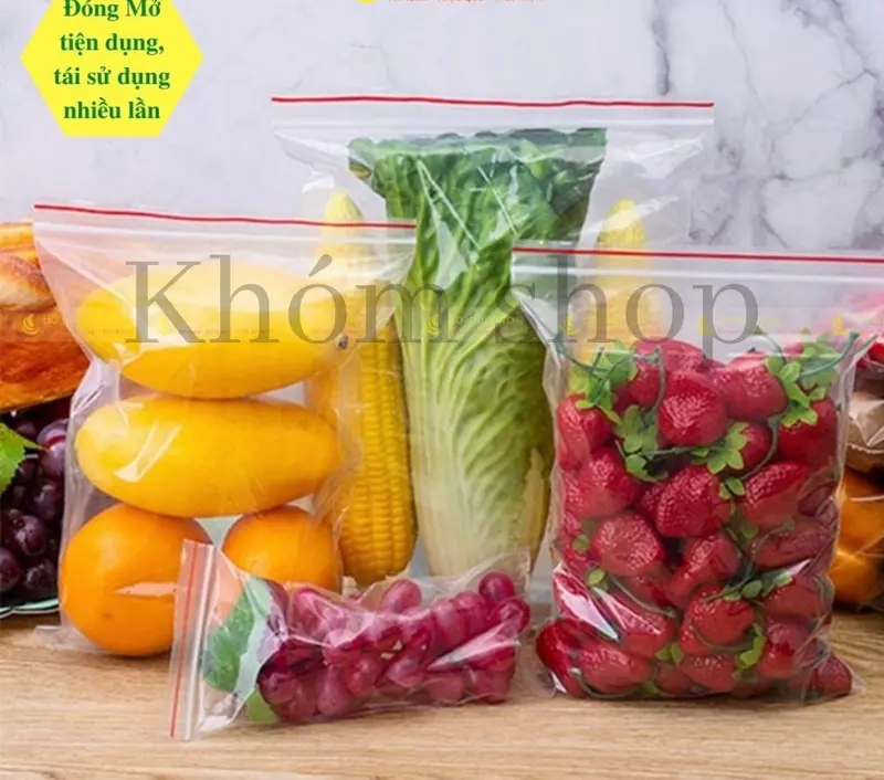 500g túi zip đựng thực phẩm, zipper chỉ đỏ dày dặn, loại tốt, 30 kích thước khác nhau từ 4 cm x 6 cm đến 30 cm 1