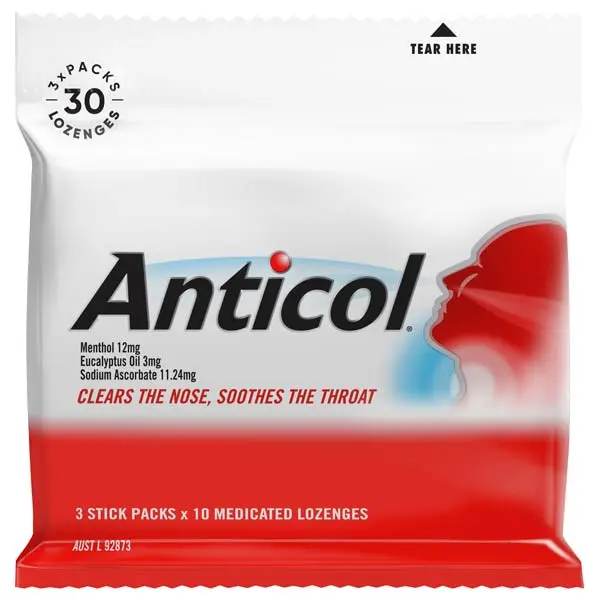 Kẹo ngậm Bạc Hà Anticol / Soothers  30 viên- linhsstore