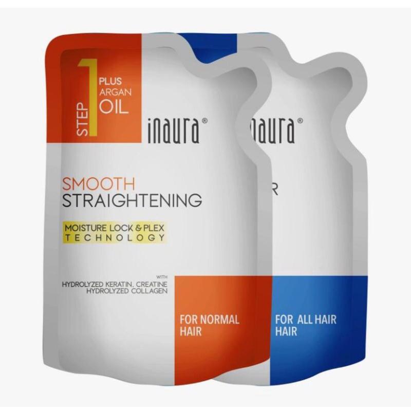Inaura Magia Straight Smoothing Keratin System Pouch 130ML Step 1 & Step 2 All Variant Lengkap - paket lengkap sudah termasuk step 1 & step 2 Meluruskan 3