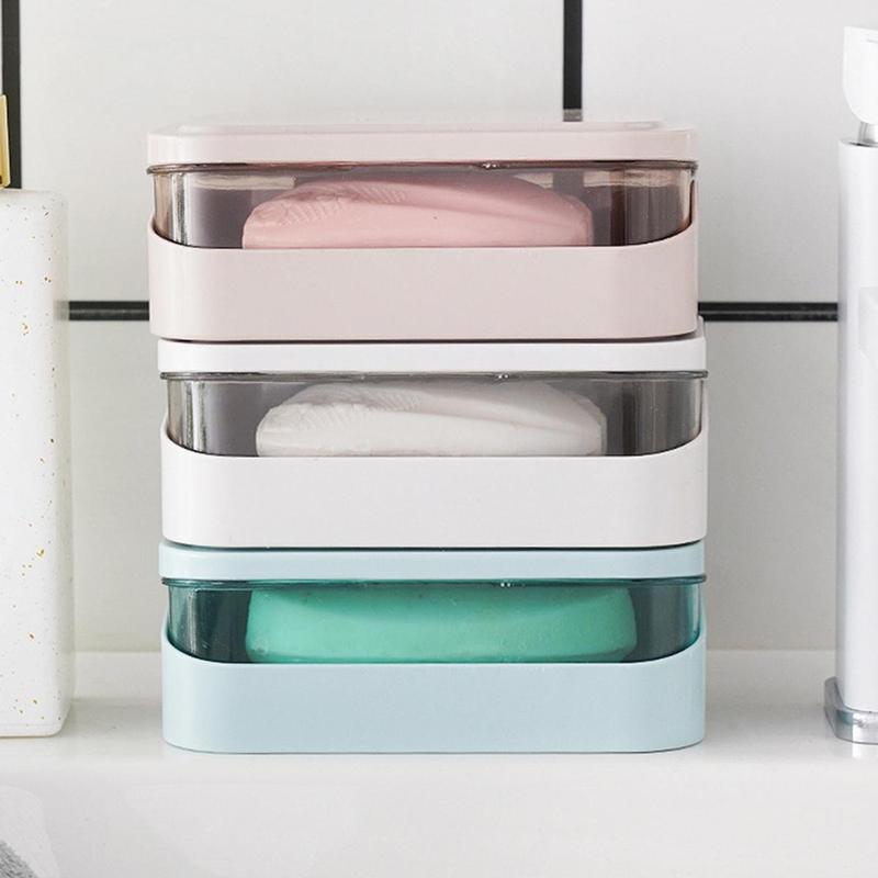 Product Introduction of Plastic Bathroom Soap Box With Lids Travel Portable Plate Tray Dish Storage Holder Draining Rack Home Soap Container 27
