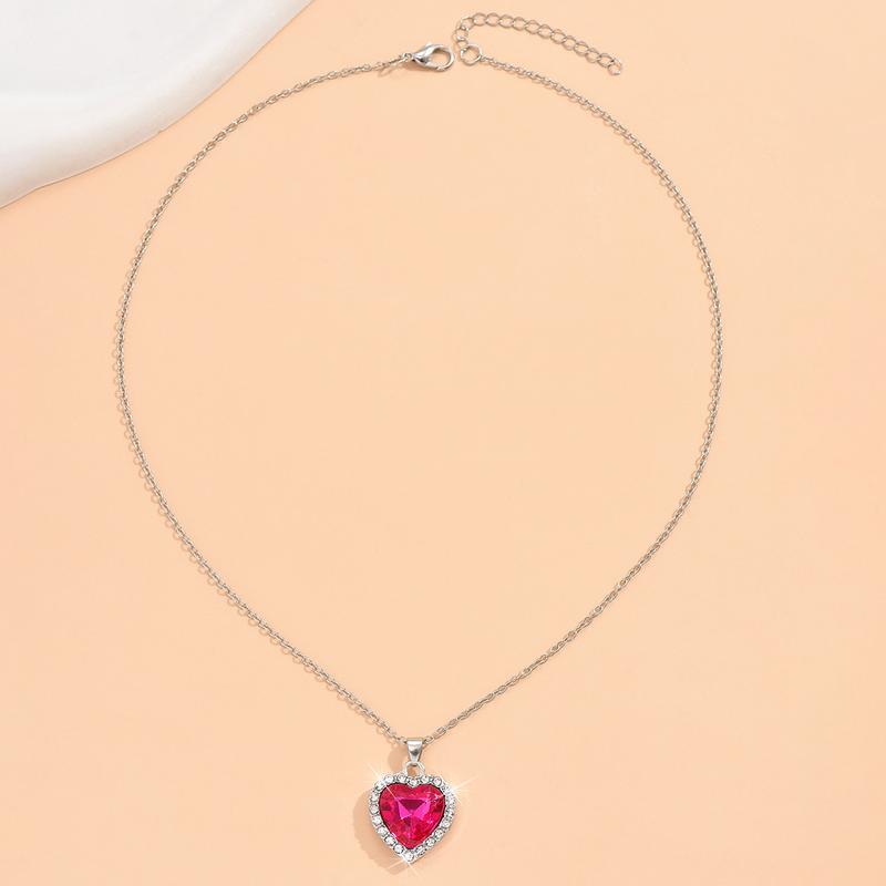 Product Introduction of Fashion Wholesale Heart-Shaped Pendant Necklace Full of Diamonds Cross-Border Best Seller in Europe and America 2