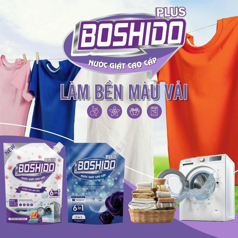 Q43_ [COMBO 2 TÚI] Nước giặt hương nước hoa Pháp BOSHIDO lưu hương dài lâu, giữ bền màu vải (1 túi 3kg)